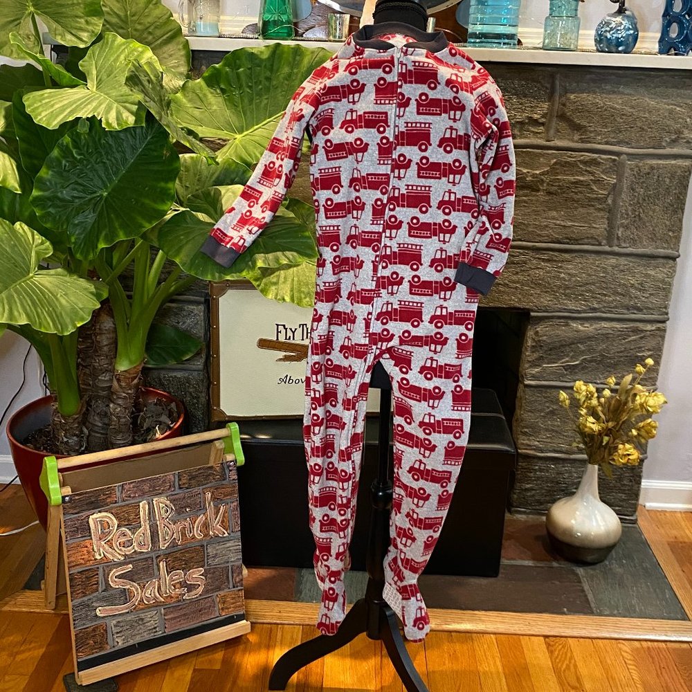 Carter's boys footed fire engine fleece pajamas size 7
